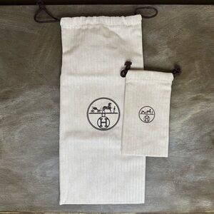 Authentic Hermès Beige Herringbone Canvas Dustbags